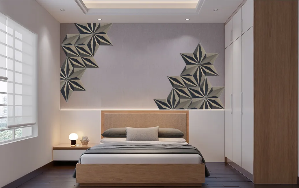 Diamond Natural 3D Acoustic Cork Decorative Wall Panels Bedroom