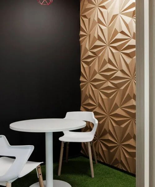 Diamond Natural 3D Acoustic Cork Decorative Wall Panels Cafe Area