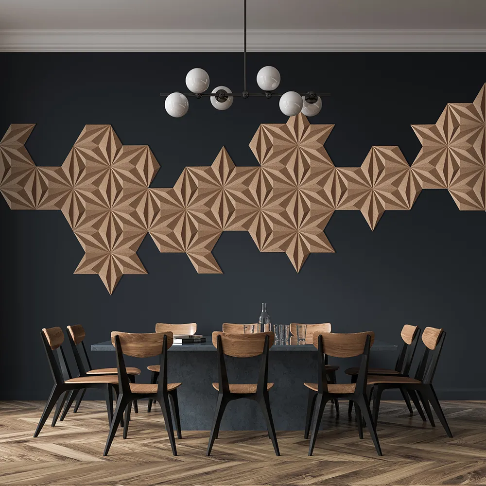 3D acoustic cork wall panels