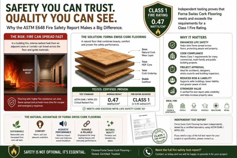 Forna Swiss Cork Flooring Achieves Class 1 Fire Rating Fire Testing Testing Forna Wiss Flooring