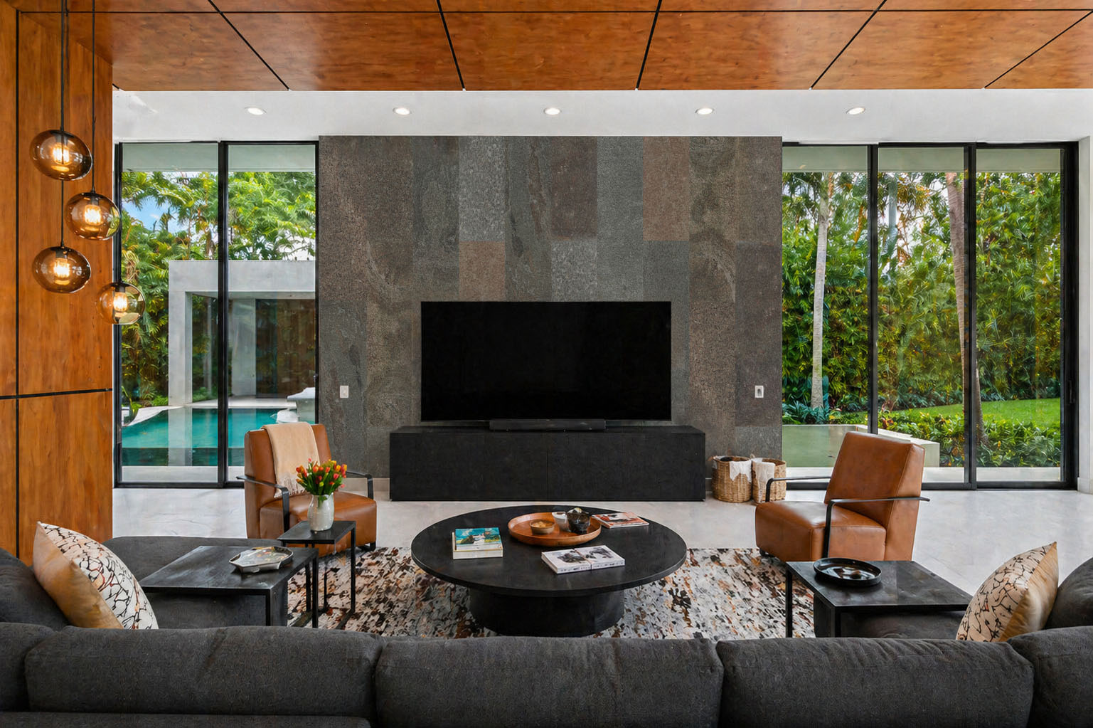 Gold Mica Slate - 7/16&Quot; (11Mm) - Swiss Real Stone (Rgms11) Gold Mica Slate Real Stone Tiles On A Living Room Tv Wall Creating A Contemporary Stone Accent With Rich Texture And Subtle Gold Highlights