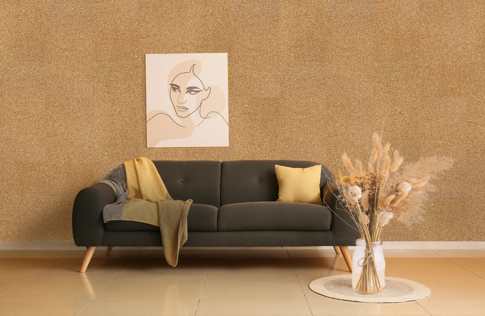 Golden Beach - 1/4&Quot; (6Mm) - Cork Glue Down Tile (Ggo6) Golden Bach Cork Forna Sound Absorbing Wall Tiles Bedroom Suite In Hotel