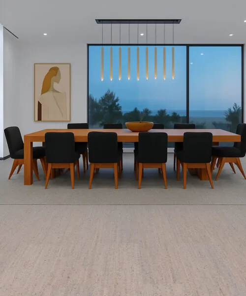 Gray Bamboo - 1/2&Quot; (12Mm) - Cork Floating (Fgb12) Contemporary Boardroom With Long Wood Table And Black Chairs, Designed With Gray Bamboo Cork Flooring.
