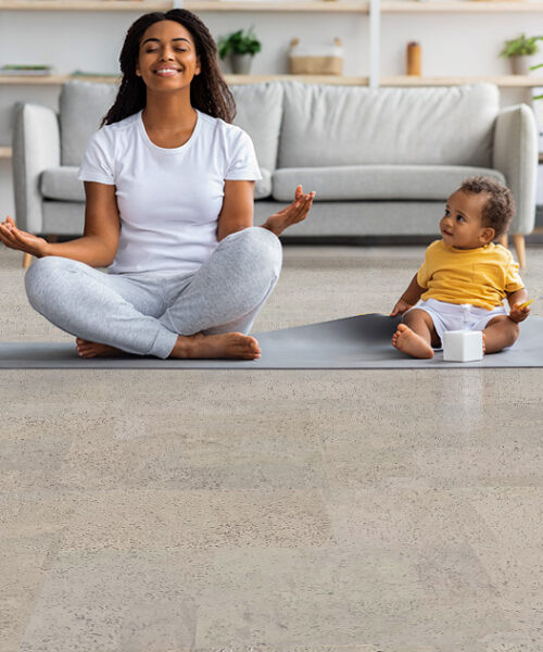 Gray Leather Cork Low Voc Flooring
