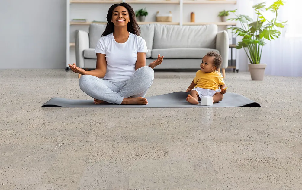 Gray Leather Cork Low Voc Flooring