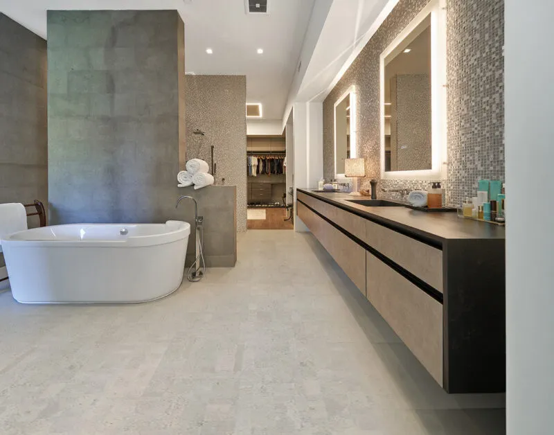 Gray Leather Cork Tile Bathroom Flooring Green Building