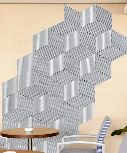Gray Rigato - 7/16&Quot; (11Mm) - 3D Cork Wall Panels (Wgr11) Gray Rigato 3D Acoustic Cork Wall Cafe