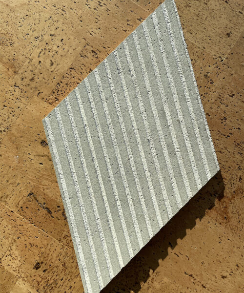 Gray rigato 3d acoustic cork wall ceiling tile.