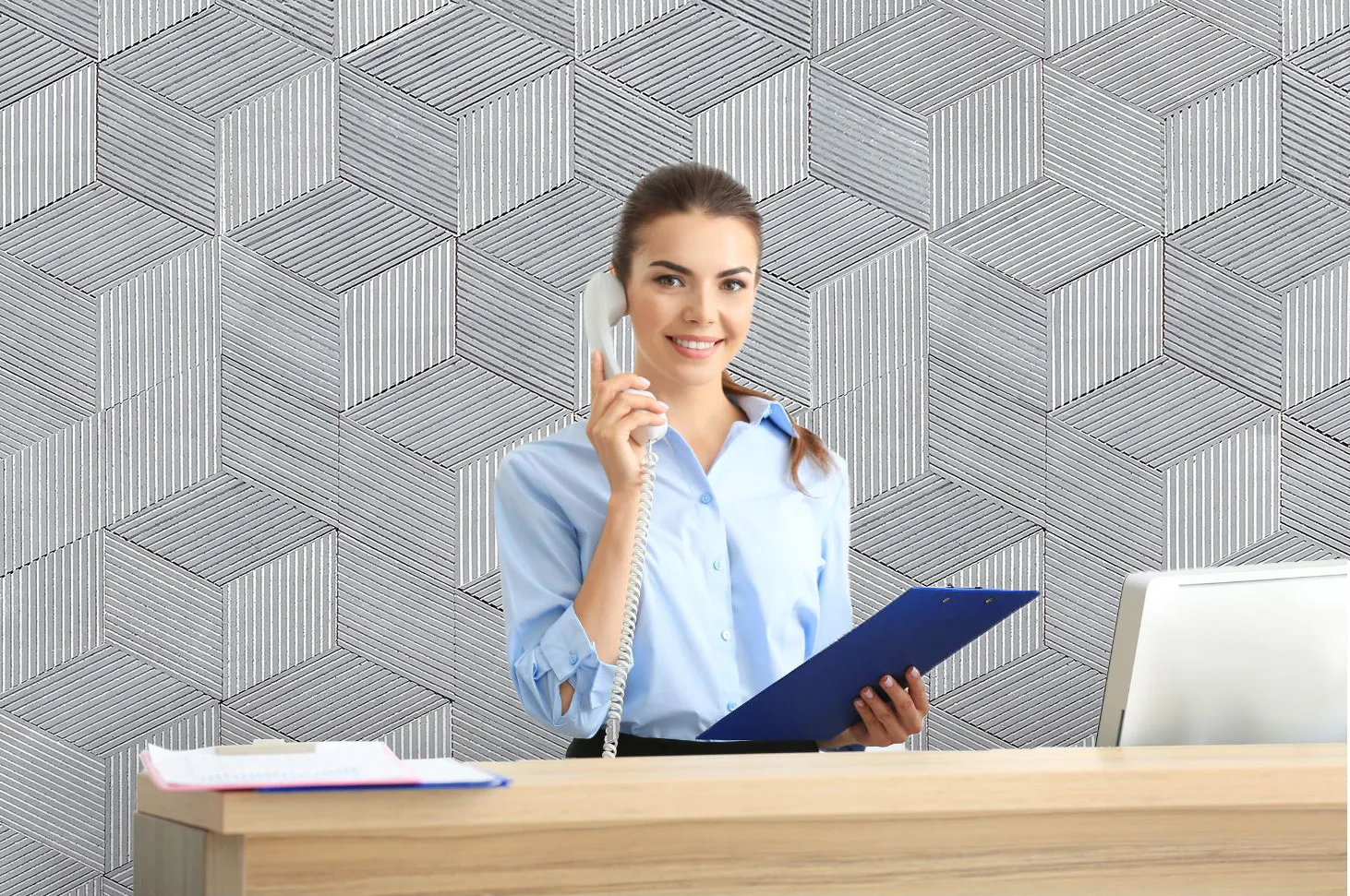 Gray Rigato 3D Acoustic Cork Wall Panels Cork For Reception Areas