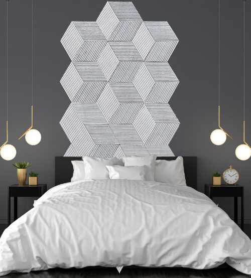Gray Rigato 3D Acoustic Cork Wall Panels For Bedroom Sound Absorbing
