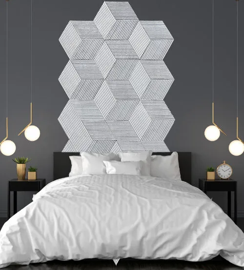 gray rigato 3d acoustic cork wall panels for bedroom sound absorbing