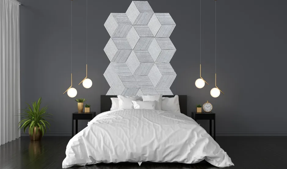 Gray Rigato 3D Acoustic Cork Wall Panels For Bedroom Sound Absorbing