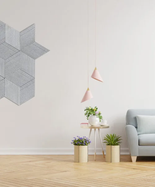 Gray Rigato - 7/16&Quot; (11Mm) - 3D Cork Wall Panels (Wgr11) Gray Rigato 3D Acoustic Cork Wall Panels For Geometric Cube Pattern