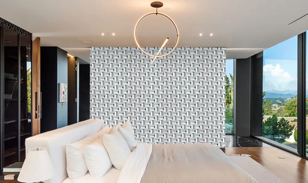 Greece White - 63/64&Quot; (25Mm) - 3D Cork Wall Panels (Wgwh25) Greece White 3D Acoustic Bedroom Wall Panels Noise-Reducing