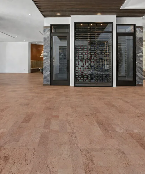 Hazel Cork Flooring Installed In A Clean Modern Space With Minimalist Design