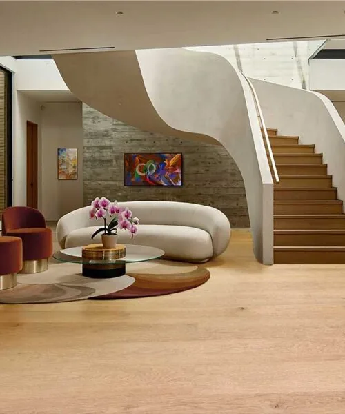 Honey Oak Forna Natural Composite Flooring Room Scene For Basement