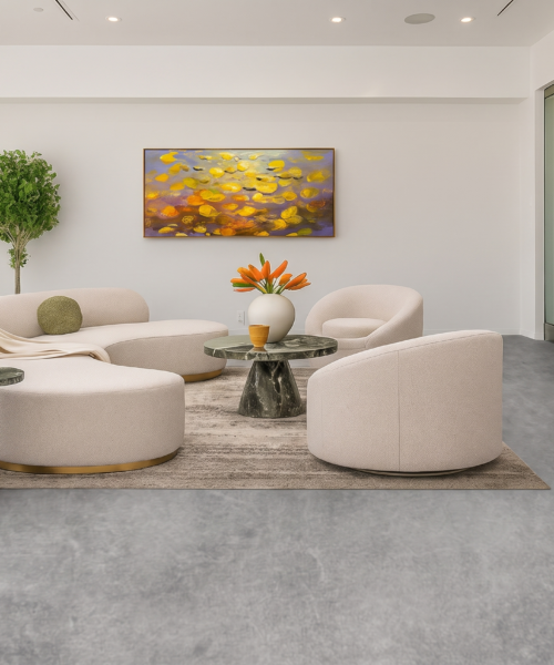 Industrial Grey - 3/8&Quot; (9.5Mm) - Swiss Real Linoleum Hydrowood Core Waterproof Floating Flooring (Nindg9.5) Icork 191639 Room1