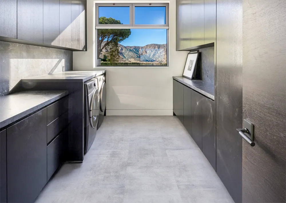 Industrial Grey - 3/8&Quot; (9.5Mm) - Swiss Real Linoleum Hydrowood Core Waterproof Floating Flooring (Nindg9.5) Industrial Gary Grey Swiss Real Linoleum Hydrowood Core Waterproof Laundry Room