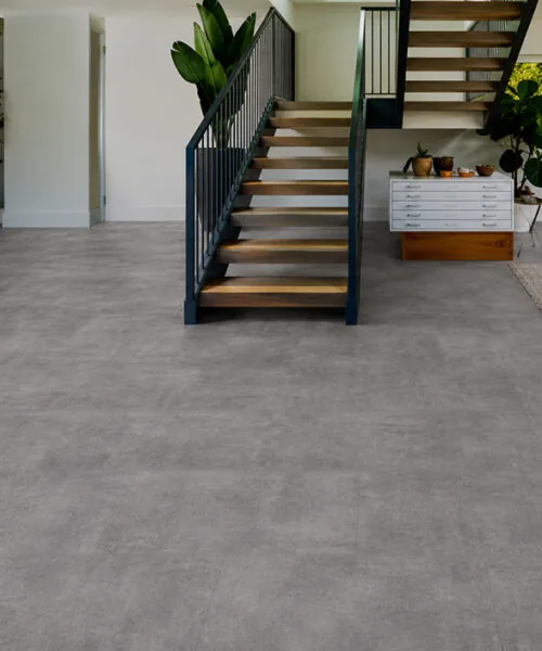 Industrial Grey - 3/8&Quot; (9.5Mm) - Forna Natural Composite Flooring With Waterproof Hydrowood Core (Nindg9.5) Gray Forna Natural Composite Flooring With Large Format Plank Design In A Modern Lounge