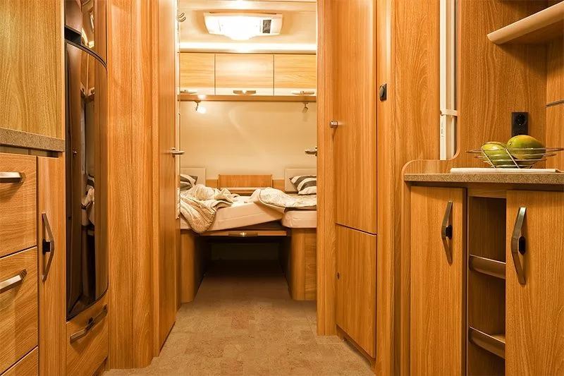 Trailer Flooring, Walls, Ceilings, Cork Tiles Lather Cork Tiles Bedroom Of Motorhome Caravanning Motoring Tourism Trade