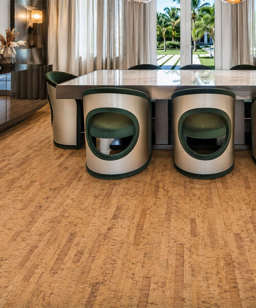 linea dark natural cork long lasting floor dinning room