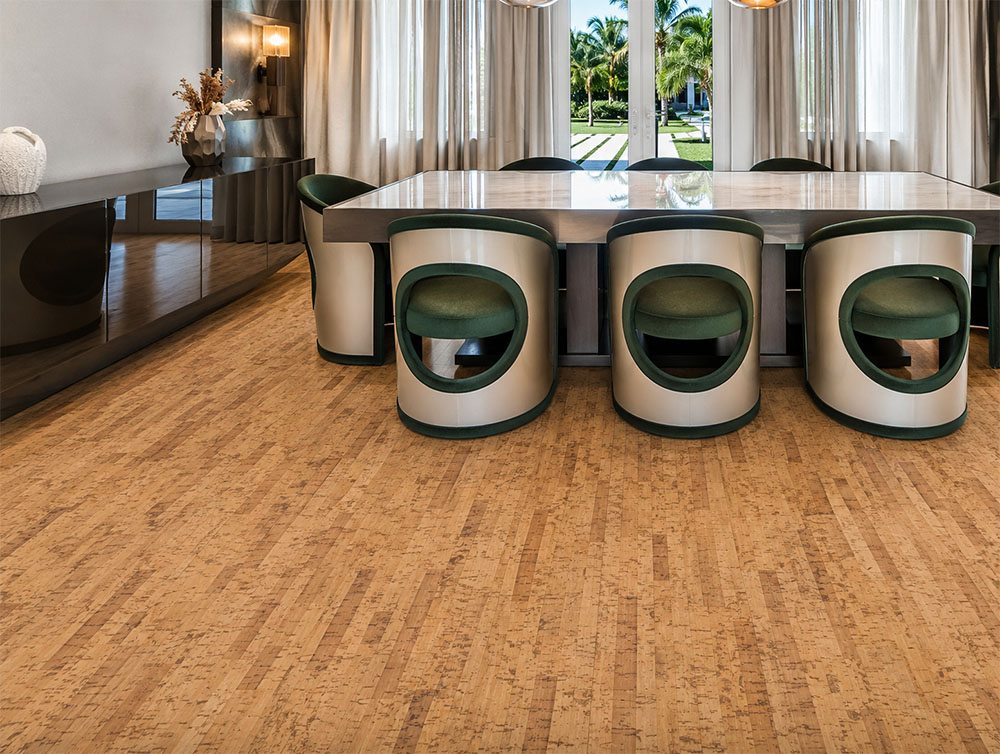 Linea Dark - 7/16&Quot; (11Mm) - Swiss Real Cork Floating (Flin11) Linea Dark Natural Cork Long Lasting Floor Dinning Room