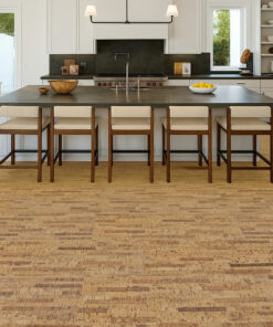 Linea Dark - 7/16&Quot; (11Mm) - Swiss Real Cork Floating (Flin11) Contemporary Kitchen With Black Cabinetry And Linea Dark Swiss Real Cork Floating Flooring For Warmth, Comfort, And Durability.
