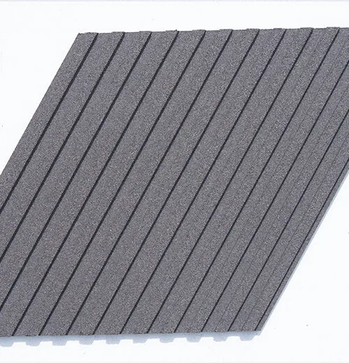 Linear wood grey 3d cork wall panel acoustic wall covering for home office.
