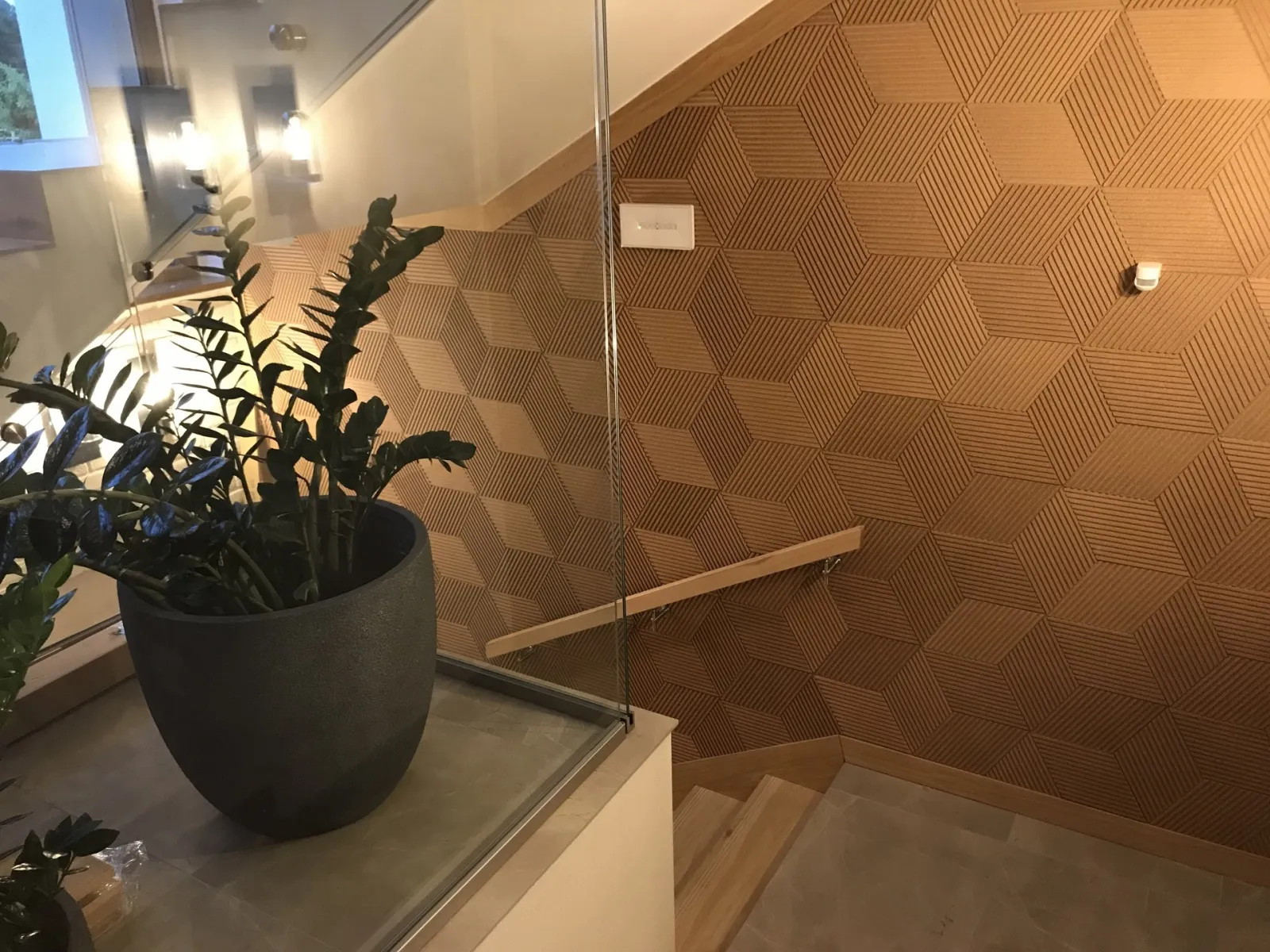 Linear Wood Natural 3D Acoustic Cork Decorative Wall Panels Coverings Stairs Area
