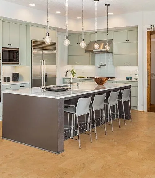 Logan - 1/2&Quot; (12Mm) - Cork Floating (Flo12) Logan Cork Floor Kitchen Interior Island Sink Cabinets