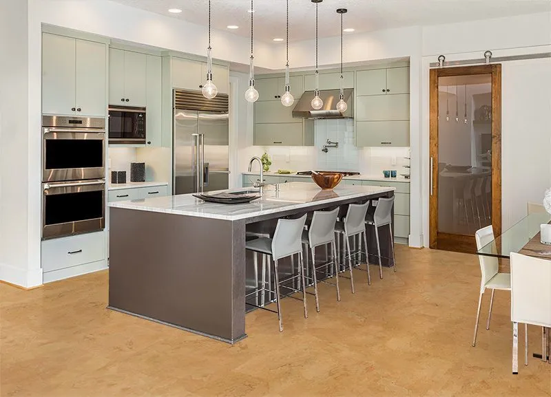 Logan - 1/4&Quot; (6Mm) - Cork Glue Down Tile (Glo6) Logan Cork Floor Kitchen Interior Island Sink Cabinets