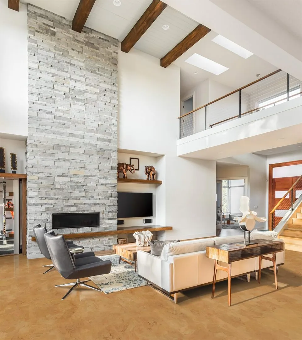 Logan - 1/4&Quot; (6Mm) - Cork Glue Down Tile (Glo6) Logan Foran Cork Floors And Fireplace In New Luxury Home
