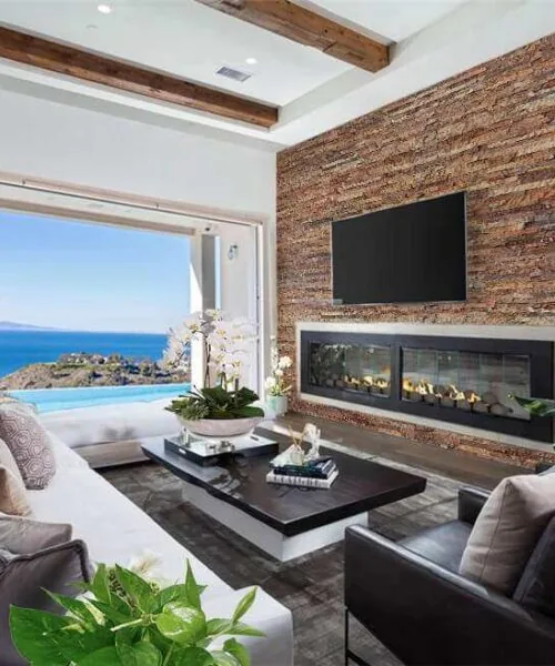 Narrow Bricks Ledge Stone Echo Reducing Acoustic Cork Wall Panels