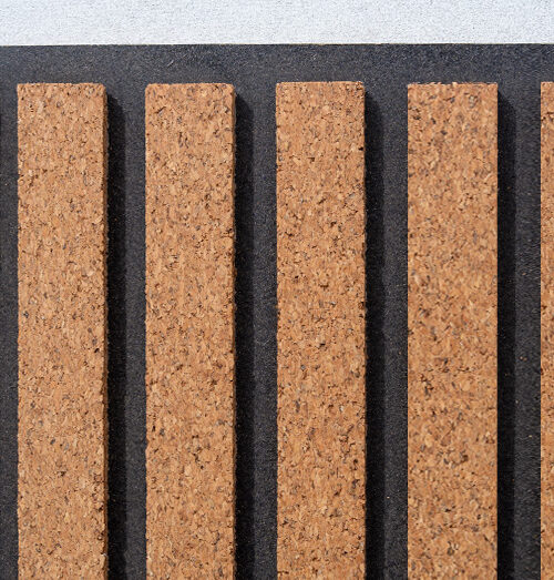 Slat Dark Natural Cork Wall Panels | 17mm 3D Acoustic Panels USA