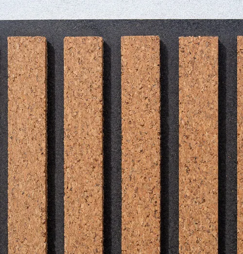 Slat Dark Natural 3D Acoustic Cork Wall Panel – Sound Absorbing Cork Wall Covering