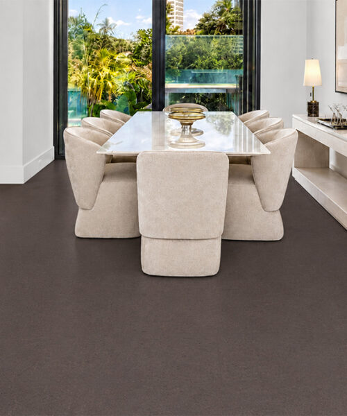 Night - 7/16&Quot; (11Mm) - Swiss Real Cork Floating (Fnig11) Night Swiss Real Cork Floating Flooring Anchors A Dining Room With Cream Chairs And Garden-Facing Windows.