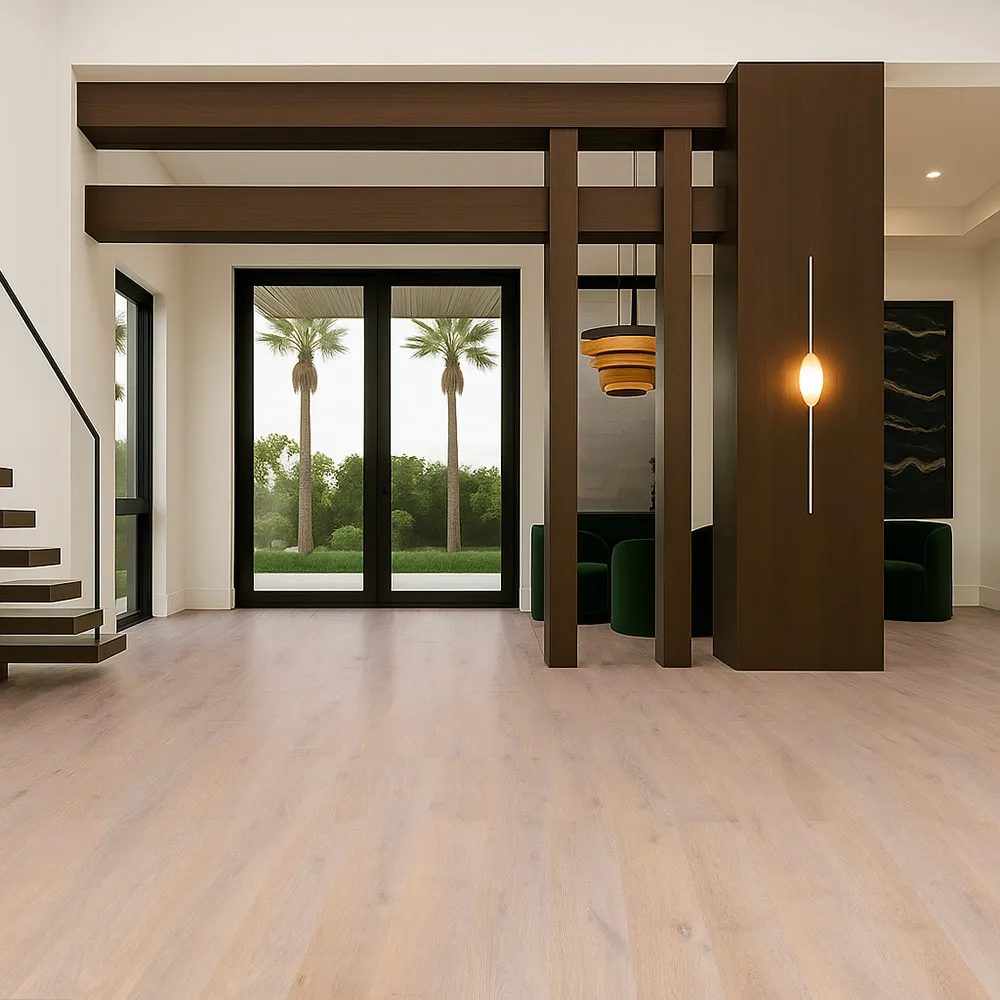 Nordic Oak - 3/8&Quot; (9.5Mm) - Swiss Real Linoleum Hydrowood Core Waterproof Floating Flooring (Nnoro9.5) Contemporary Entryway Showcasing Nordic Oak Real Linoleum Flooring With Warm Oak Planks.