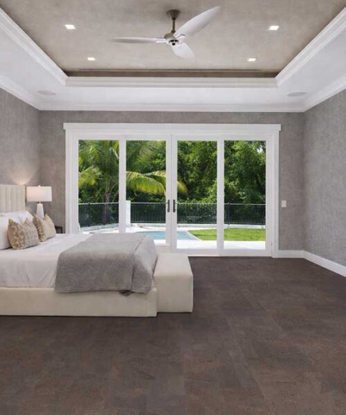 Onyx - 7/16&Quot; (11Mm) - Swiss Real Cork Floating (Fox11) Modern Bedroom Interior With Onxy Swiss Cork Flooring,