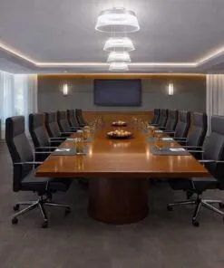 Onyx - 7/16&Quot; (11Mm) - Swiss Real Cork Floating (Fox11) Modern Conference Room Interior Featuring Onxy Swiss Cork Flooring, Large Boardroom Table And Contemporary Office Design.
