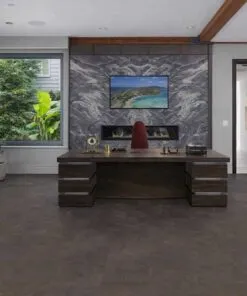 Onyx - 7/16&Quot; (11Mm) - Swiss Real Cork Floating (Fox11) Modern Executive Office Interior With Onxy Swiss Cork Flooring, Fireplace Feature Wall And Contemporary Workspace.