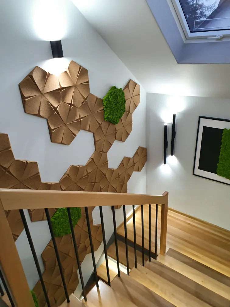 Petal Natural 3D Acoustic Cork Decorative Wall Panels Treatment Stairs