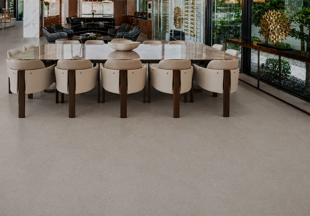 Porto Mist - 7/16&Quot; (11Mm) - Swiss Real Cork Floating (Fpm11) Orto Mist Swiss Real Cork Floating Flooring In A Modern Kitchen And Dining Area