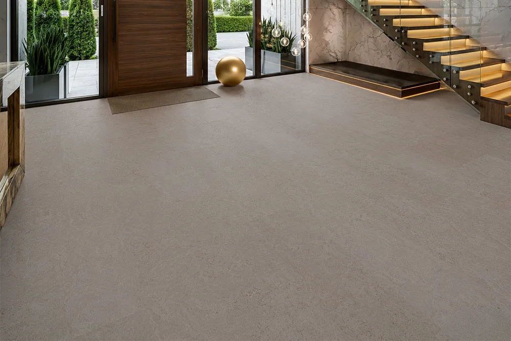 Porto Mist - 7/16&Quot; (11Mm) - Swiss Real Cork Floating (Fpm11) Porto Mist Swiss Real Cork Floating Flooring In A Modern Foyer With Elegant Light Cork Flooring