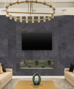 Rainbow Slate - 7/16&Quot; (11Mm) - Swiss Real Stone (Rrain11) Rainbow Slate Real Stone Flooring – Modern Living Room Feature Wall With Fireplace