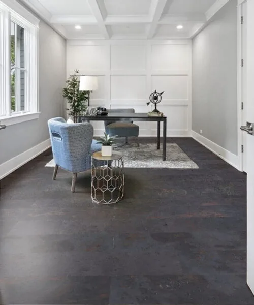 Rainbow Slate - 7/16&Quot; (11Mm) - Swiss Real Stone (Rrain11) Rainbow Slate Real Stone Flooring – Contemporary Home Office Interior With Natural Light