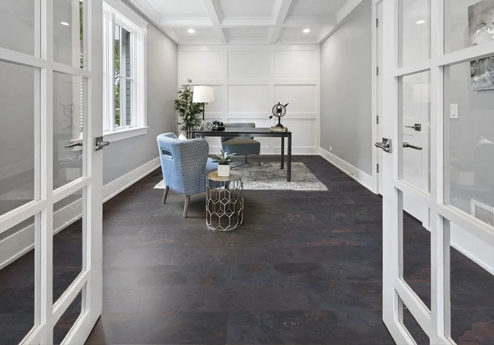 Rainbow Slate - 7/16&Quot; (11Mm) - Swiss Real Stone (Rrain11) Rainbow Slate Real Stone Flooring – Contemporary Home Office Interior With Natural Light