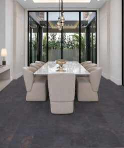 Rainbow Slate - 7/16&Quot; (11Mm) - Swiss Real Stone (Rrain11) Rainbow Slate Real Stone Flooring – Elegant Dining Room Interior With Minimalist Design