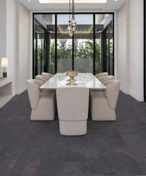 Rainbow Slate - 7/16&Quot; (11Mm) - Swiss Real Stone (Rrain11) Rainbow Slate Real Stone Flooring – Elegant Dining Room Interior With Minimalist Design