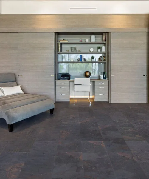 Rainbow Slate - 7/16&Quot; (11Mm) - Swiss Real Stone (Rrain11) Rainbow Slate Real Stone Flooring – Modern Bedroom Interior With Built-In Workspace