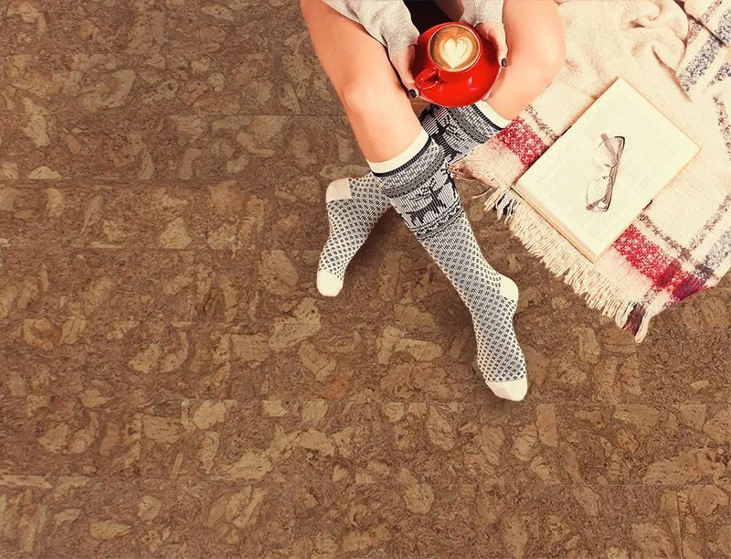 Rocky Bush Cork Floor Warm To Sit With Book And Coffee Comfort Winter Holidays Concept Best Flooring For Allergies